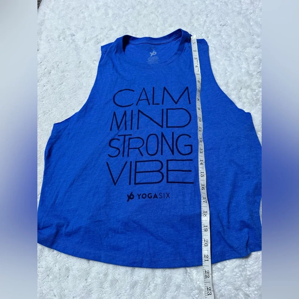 NWT- YOGA SIX Y6 CALM MIND CROP Blue Tank Top - Picture 10 of 11